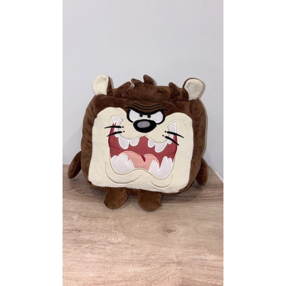 Six Flags Looney Tunes Taz Tasmanian Devil Cube Plush Pillow 11”
